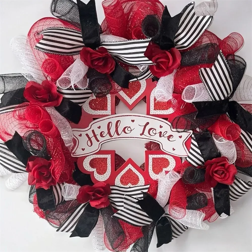 Made to order ‼️Beautiful Valentine’s Day wreath hand made deco mesh wre…